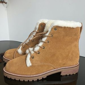 Madewell Clair Lace-Up Boot in Shearling Size 6